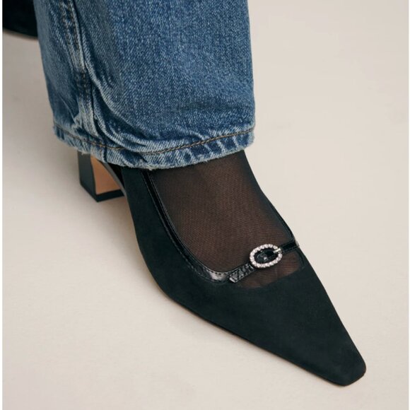 reformation nazanin slingback heel size 8 in black - Picture 2 of 4